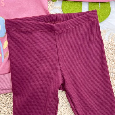 Conj. Casaco Love Blooms e Calça Legging - Rose e Uva